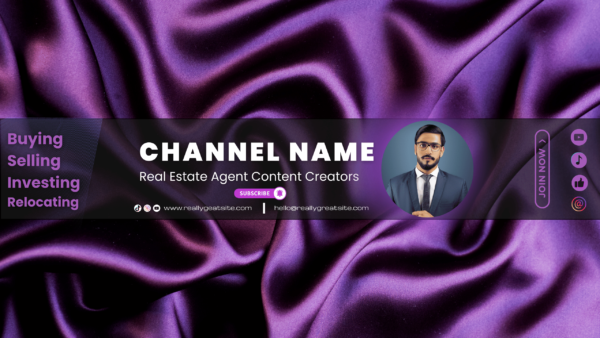 real estate agent youtube black purple banner 57