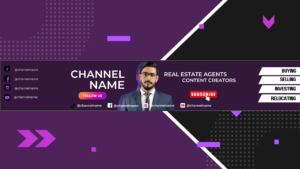 real estate agent youtube black purple banner 59